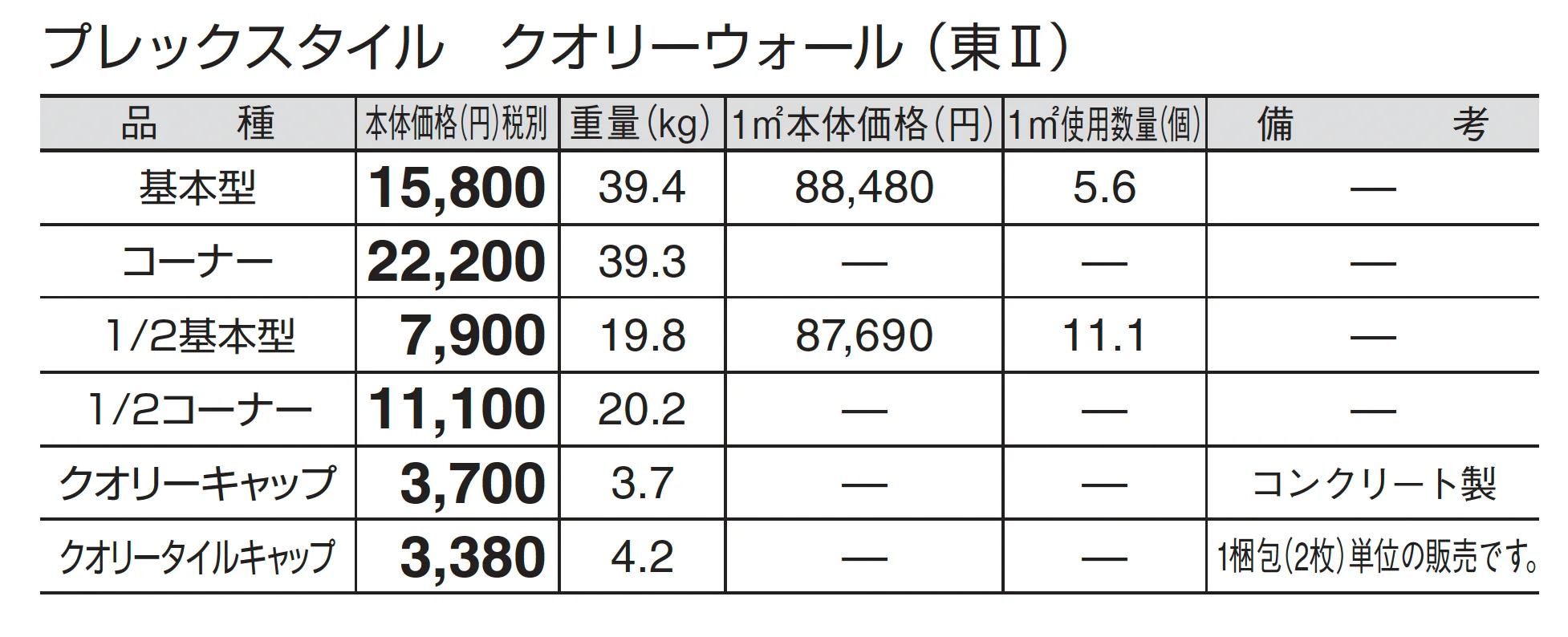 プレックスタイル クオリーウォール_価格_2