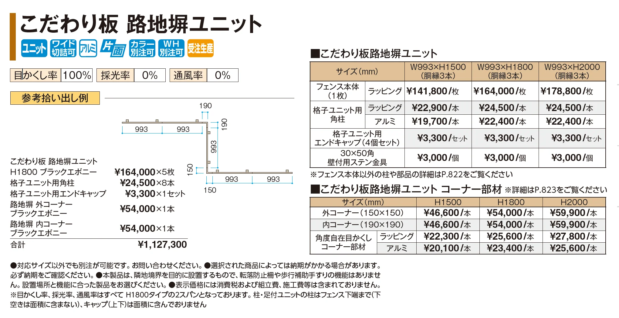 こだわり板 路地塀ユニット【2026年版】_価格_1