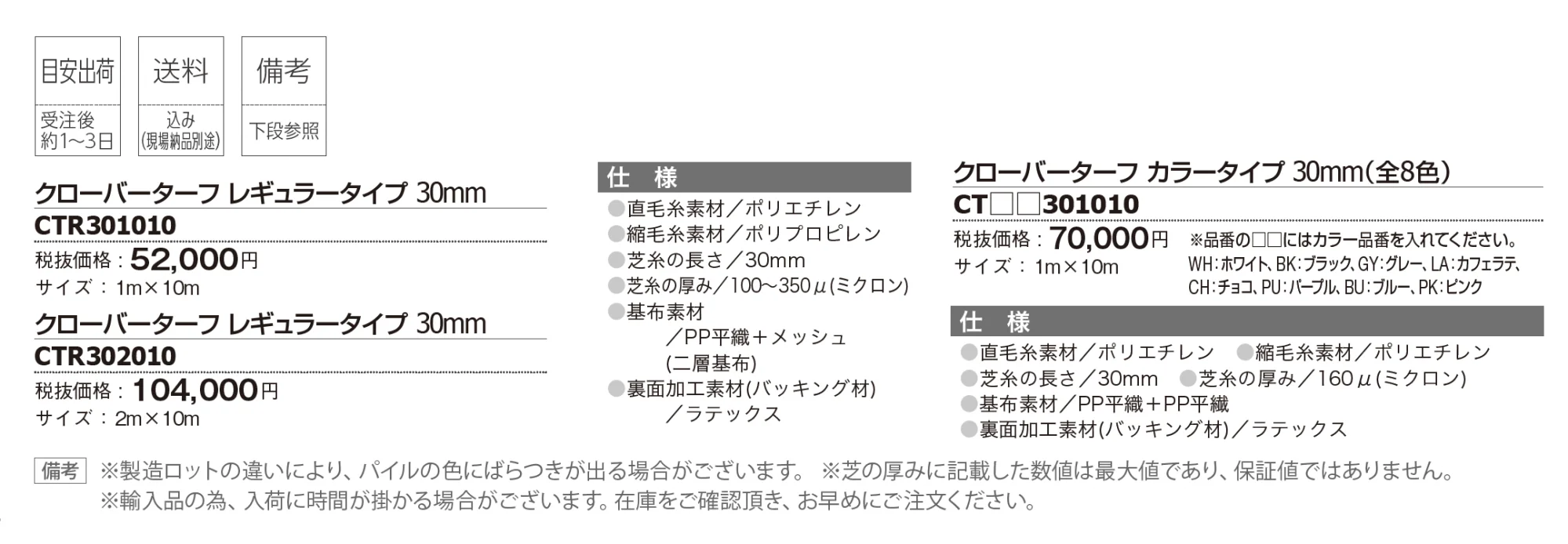 人工芝 クローバーターフ レギュラータイプ【2025年版】_価格_1
