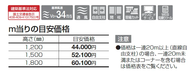 ルーバーフェンス ERF2型(本体・支柱ピッチ2,000㎜)【2025年版】_価格_1
