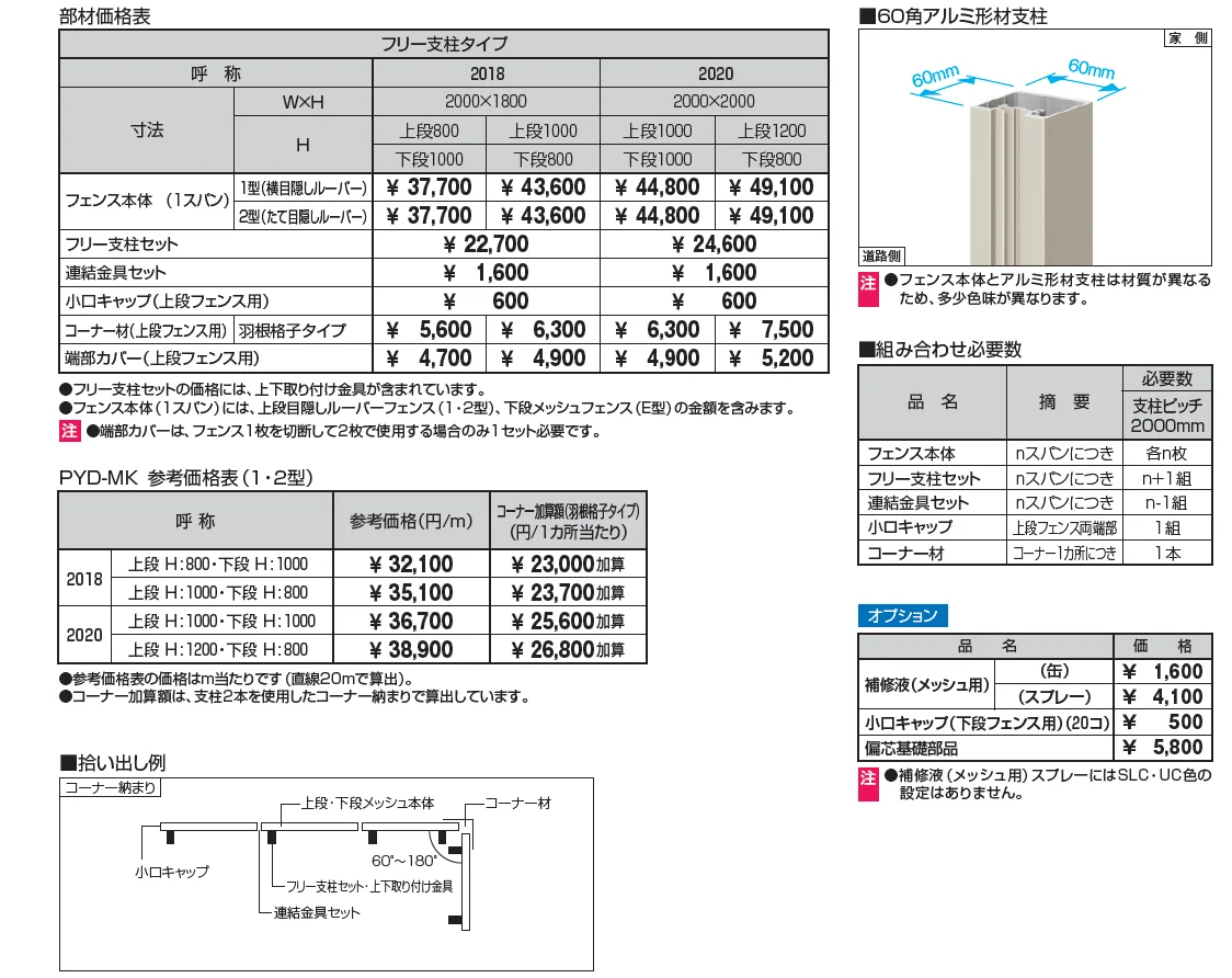 ユメッシュプラス 上目隠しタイプ2型 たて目隠しルーバー フリー支柱タイプ_価格_1