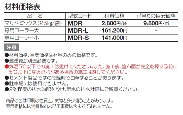 マサド ミックス(ローラー転圧タイプ)【2024年版】_価格_2