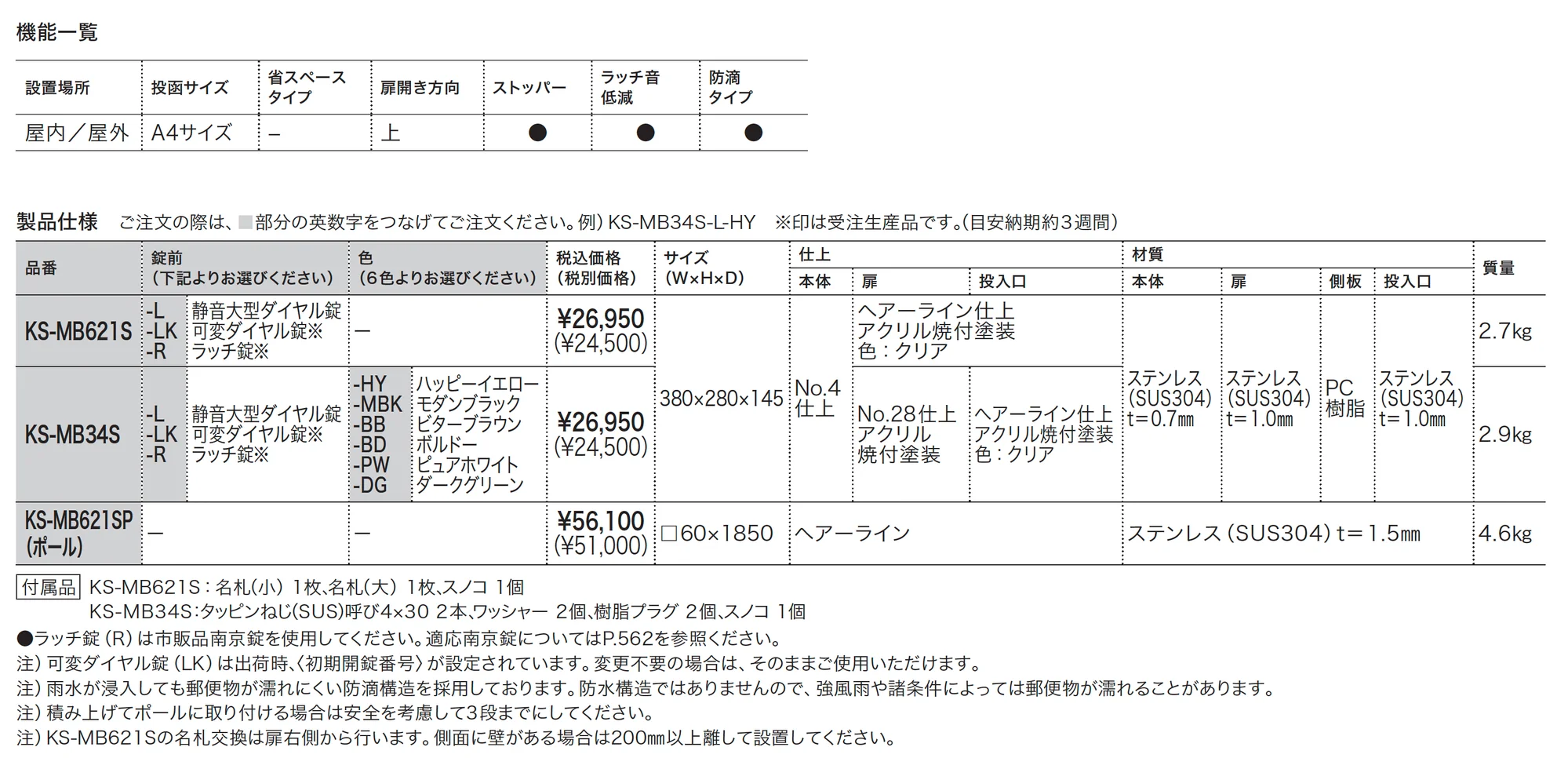 ポスト MB621S/MB34S_価格_1