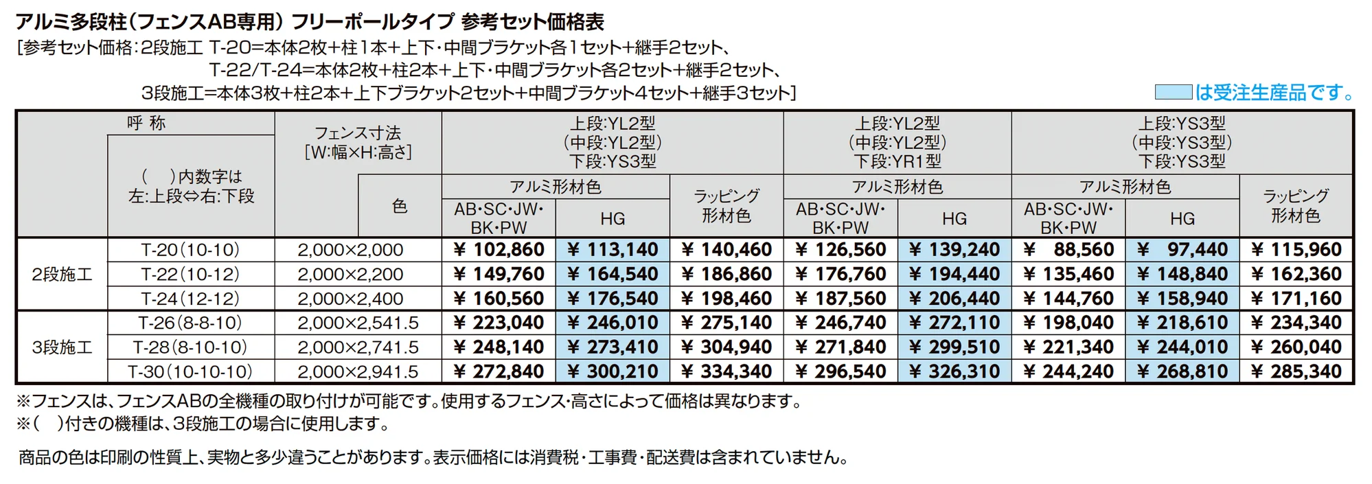 フェンスAB 多段柱(2段柱)_価格_12