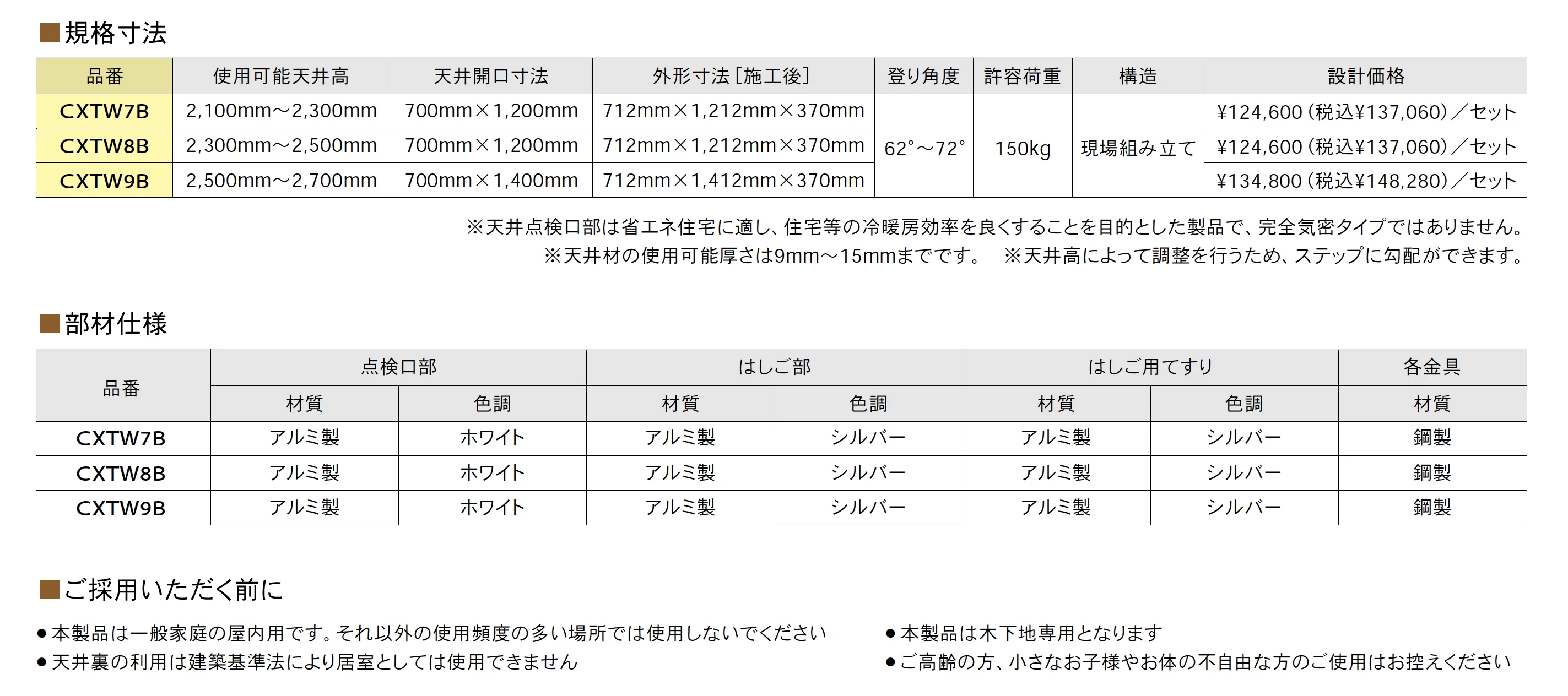 アルミ天井収納はしご【2025年版】_価格_1