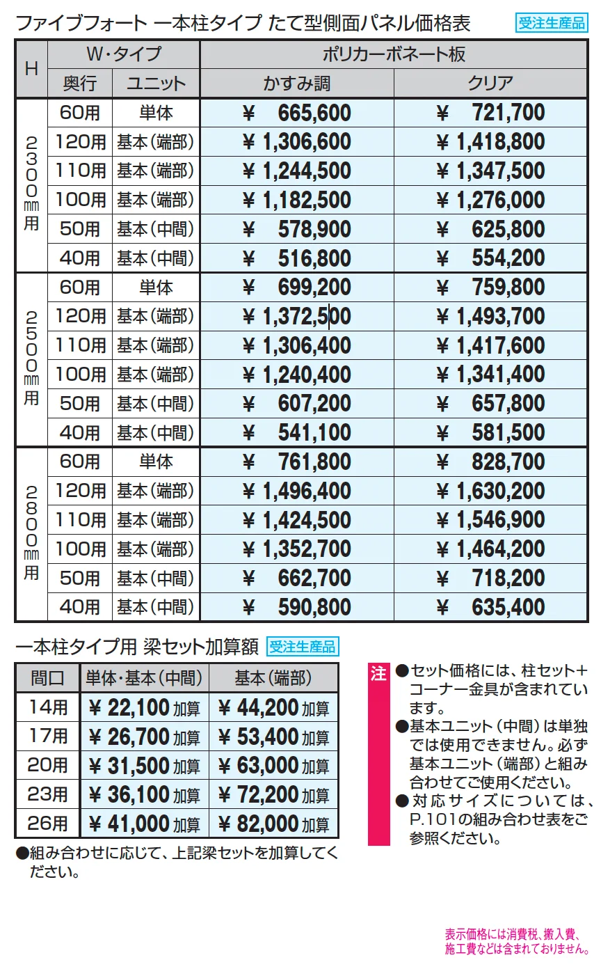 通路シェルター用 一本柱タイプ たて型側面パネル ファイブフォート【2024年版】_価格_1