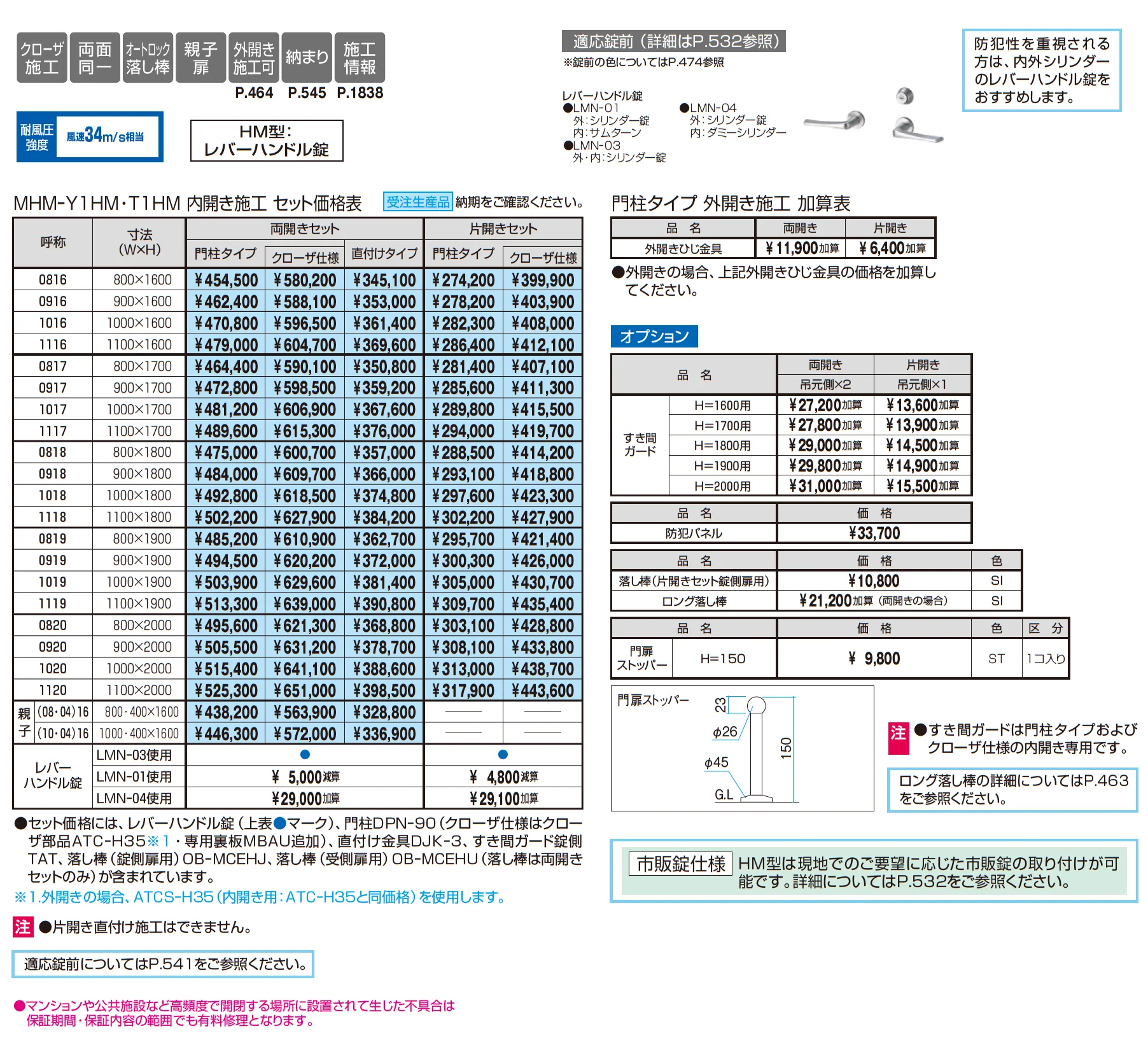 レジリアハイタイプY1型(HM型：レバーハンドル錠)_価格_1