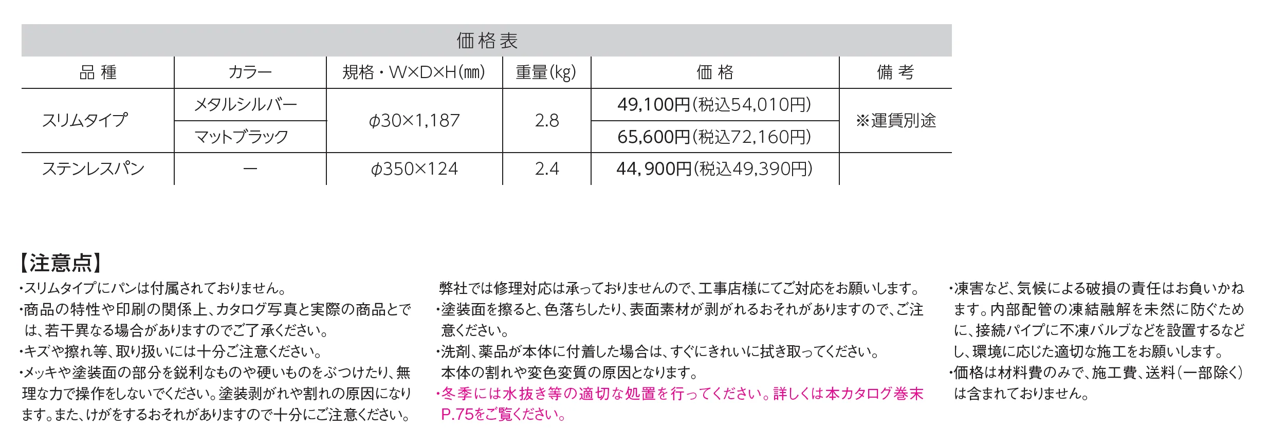 スリムタイプ／ステンレスパン_価格_1