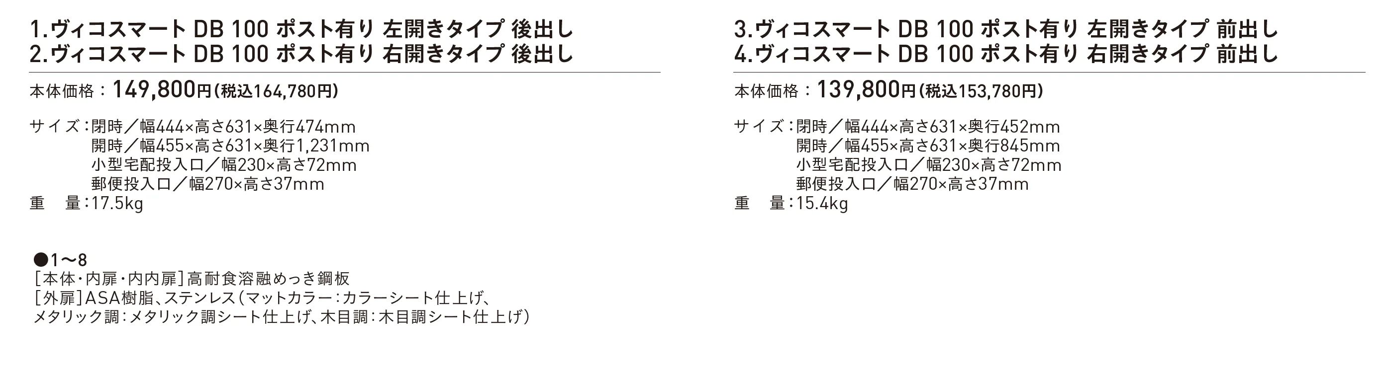 ヴィコ®︎スマート DB 100 ポスト有り_価格_1