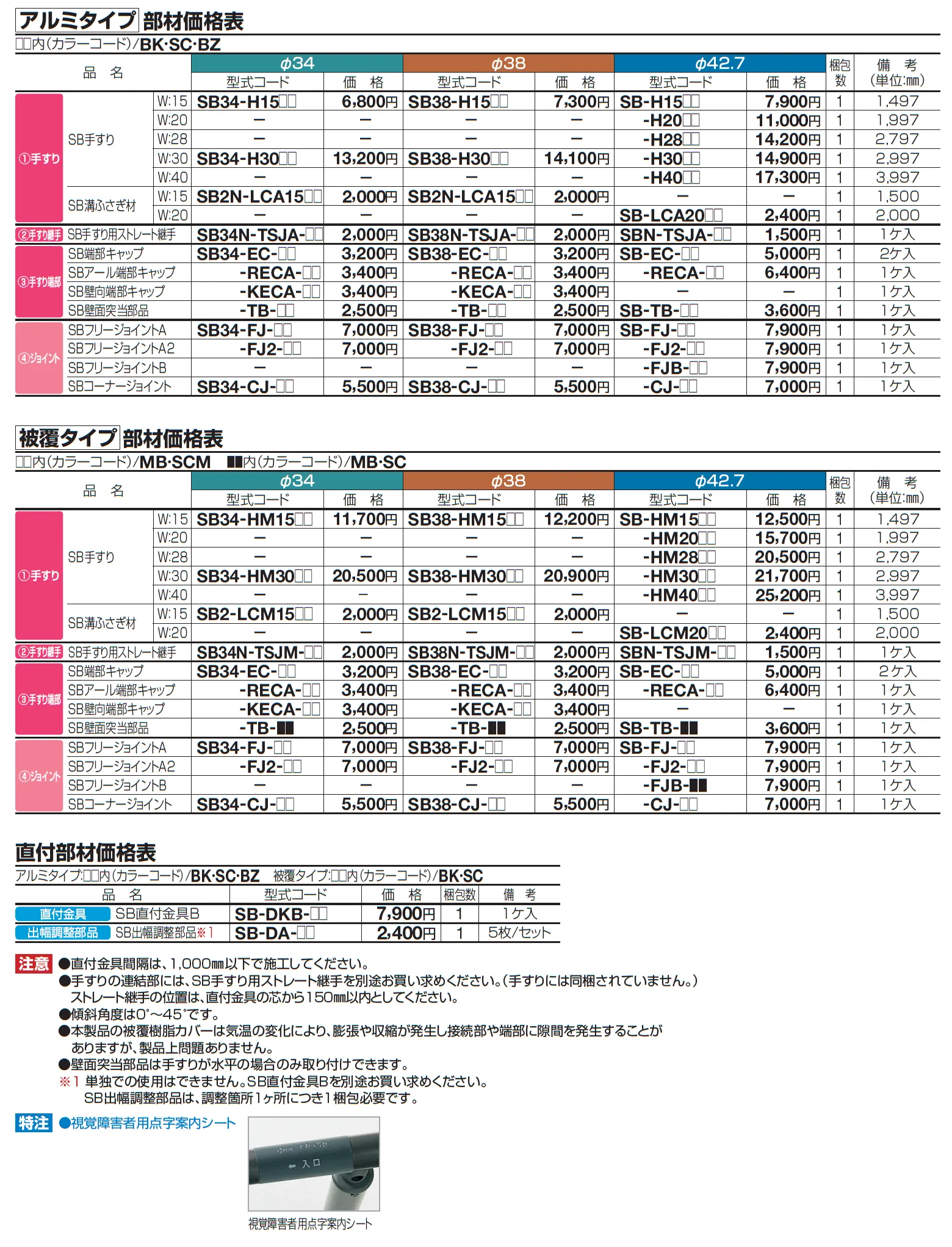 手すり セイフティビーム SB型 (アルミ・被覆タイプ)壁付仕様【2025年版】_価格_5