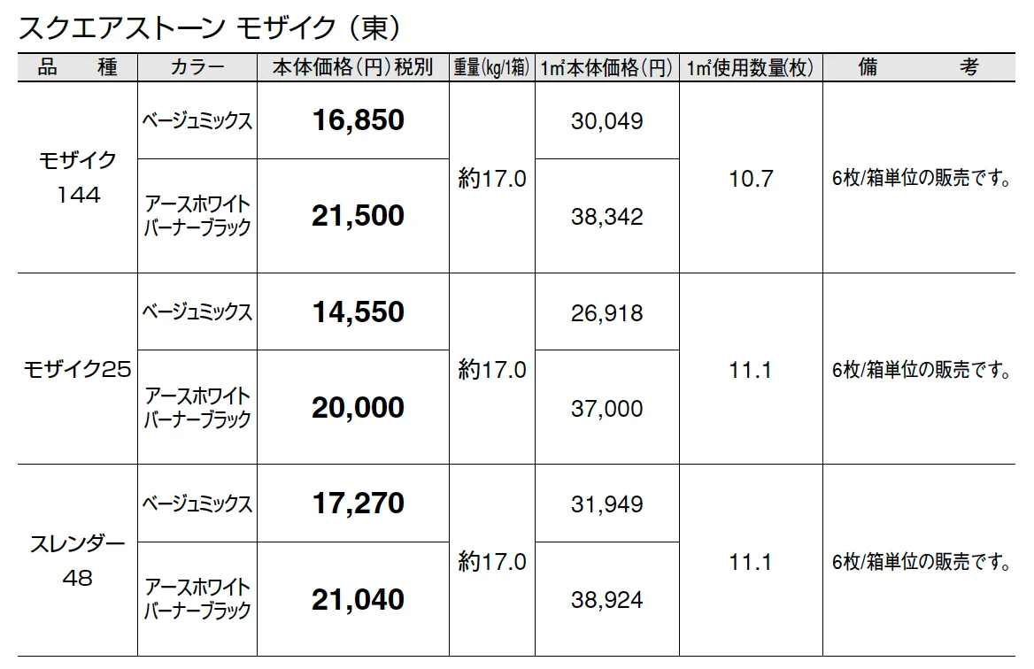 スクエアストーン モザイク【2025年版】_価格_1