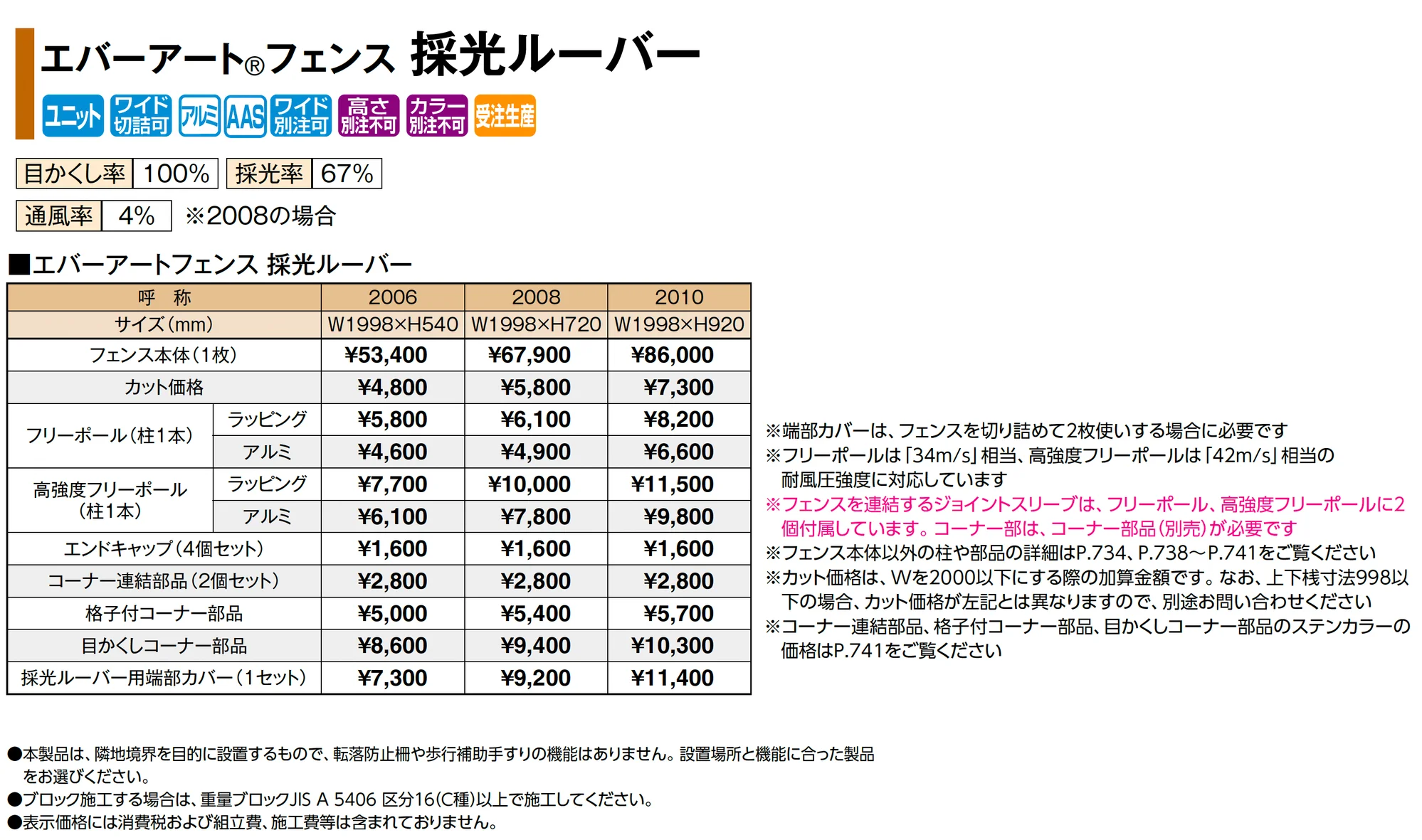 エバーアート®︎フェンス 採光ルーバー_価格_1