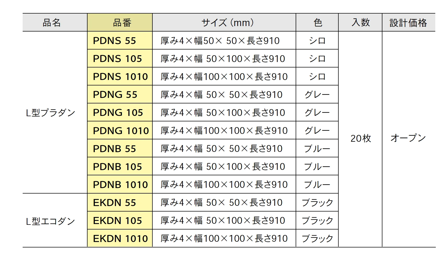 L型プラダン・L型エコダン【2025年版】_価格_1