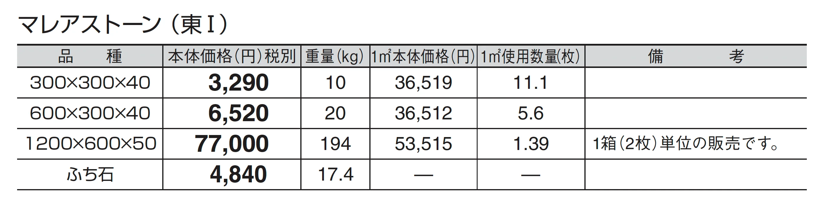 マレアストーン_価格_1