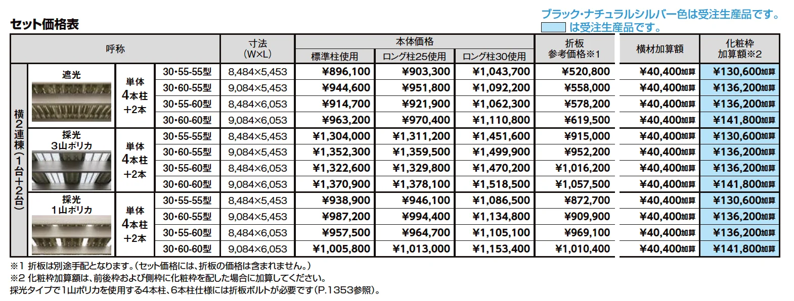 カーポートSW 900タイプ 3台用横2連棟【2023年版】_価格_1