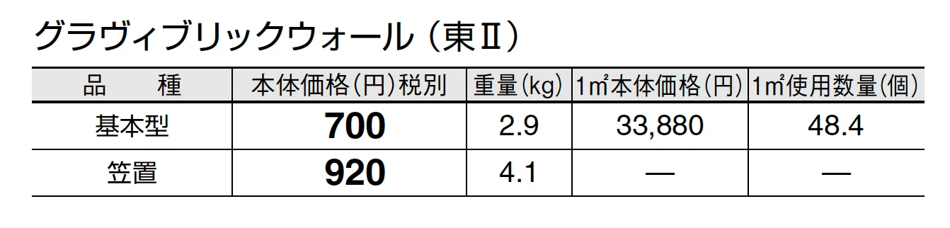 グラヴィブリック ウォール(組積材)_価格_2