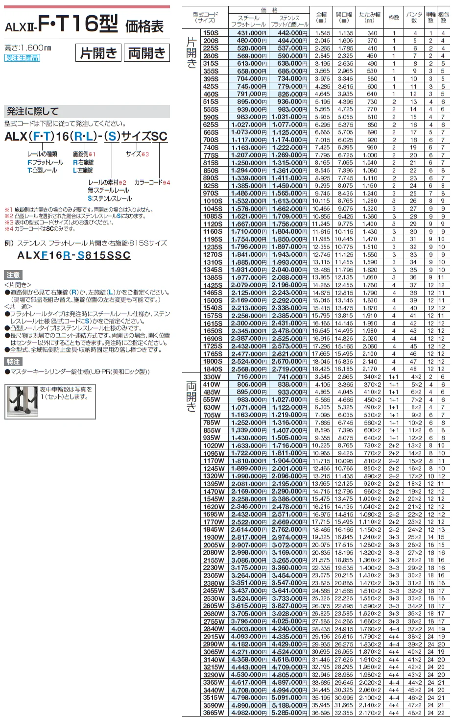 ALXⅡ-F/T 10型/12型/14型/16型/18型【2024年版】_価格_4