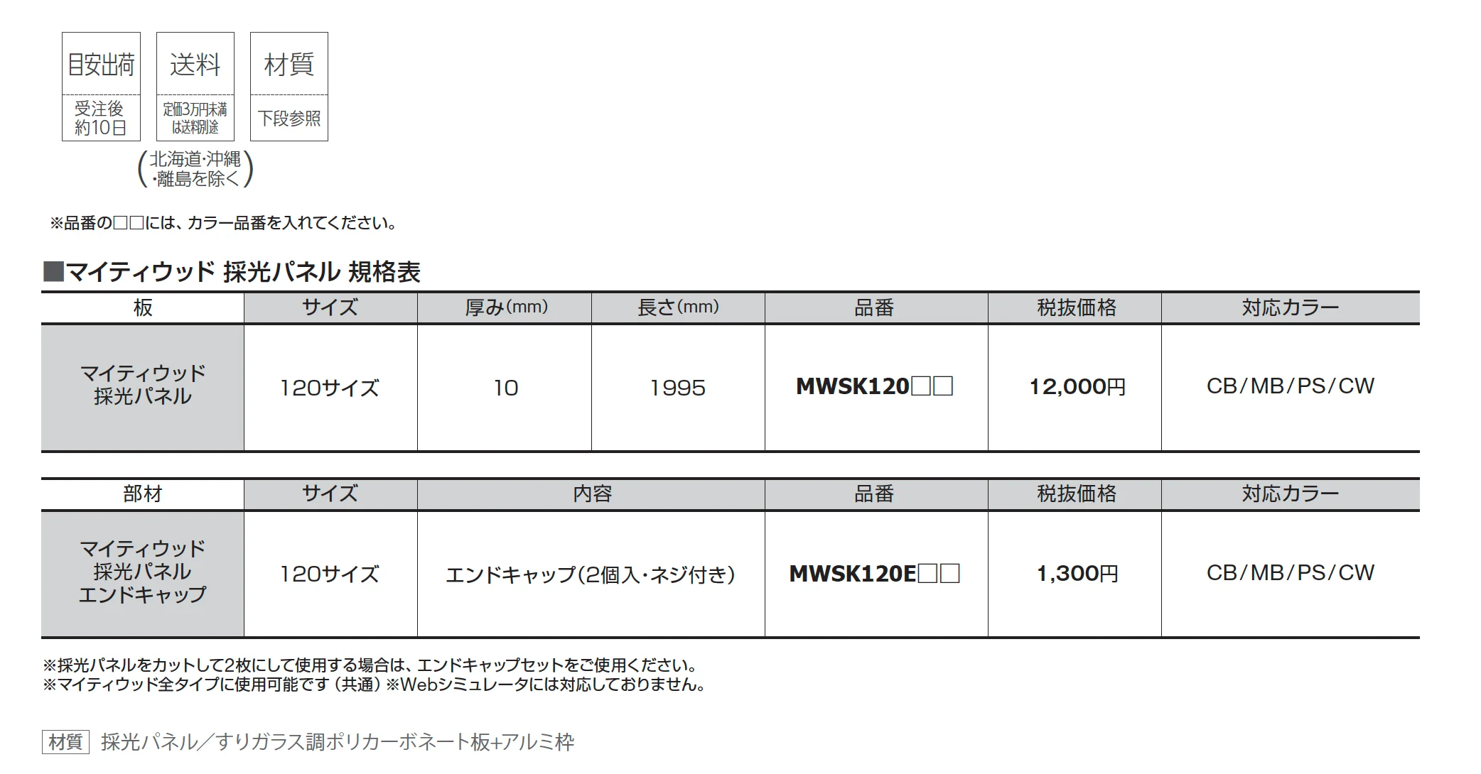マイティウッド 採光パネル_価格_1