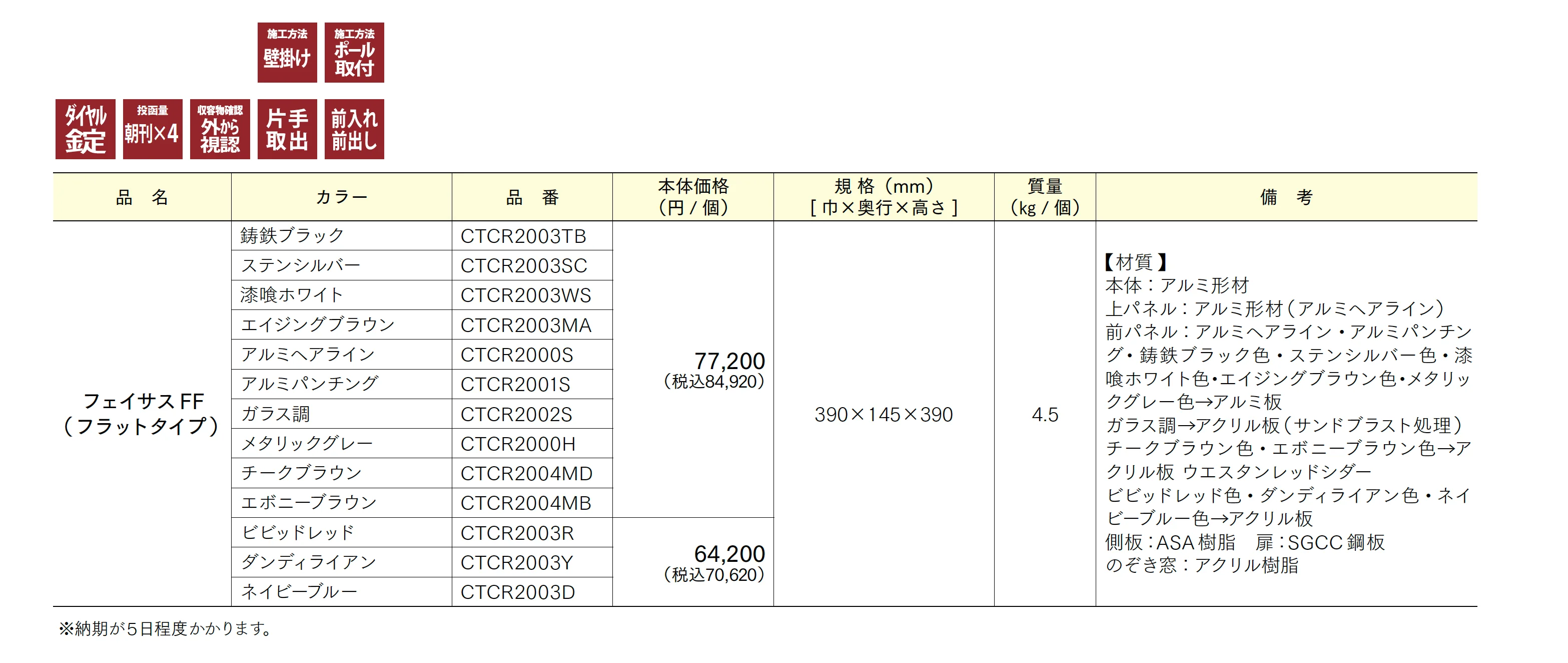 フェイサスFF(フラットタイプ)_価格_1
