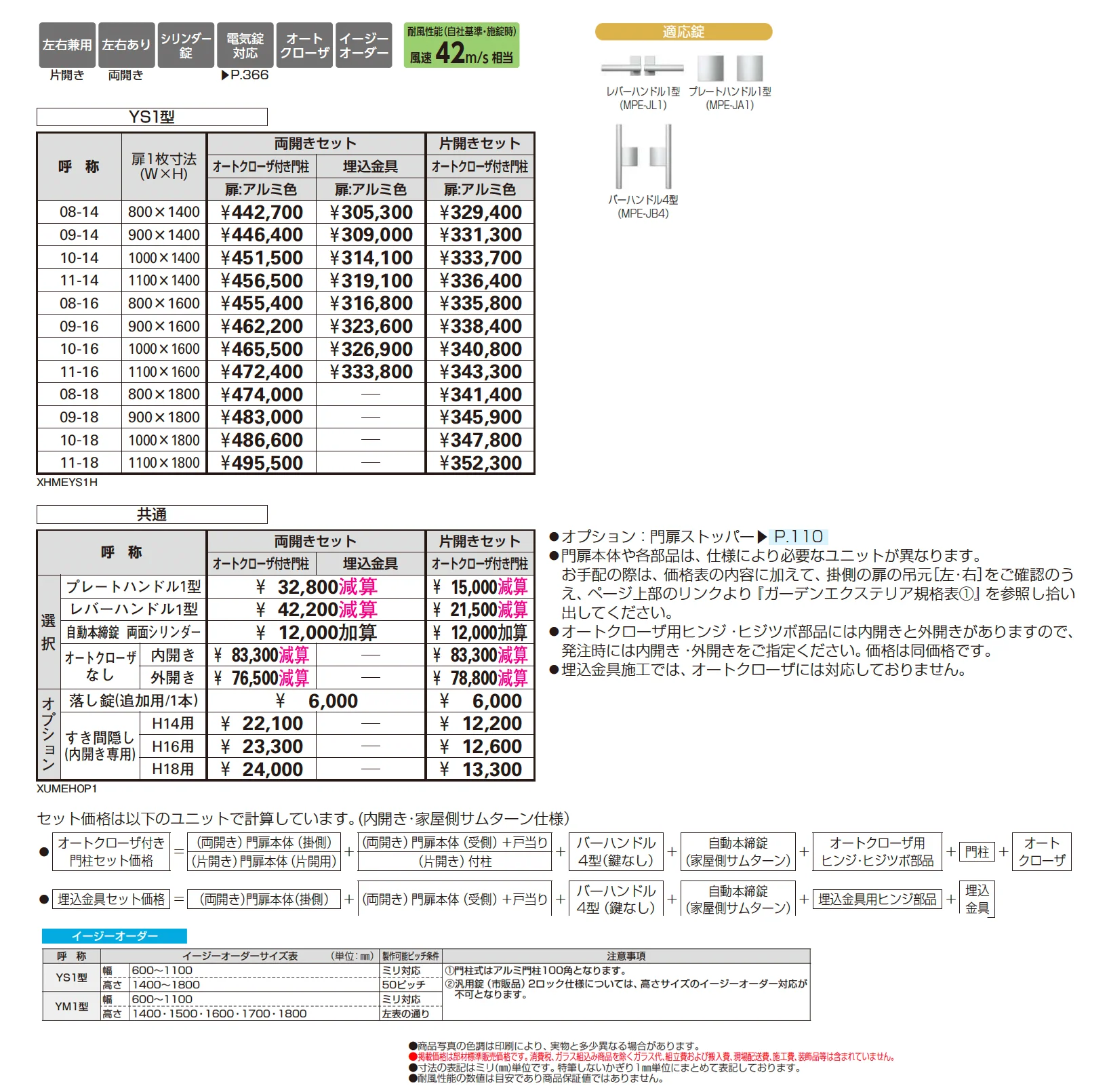 共用門扉 シンプレオ 門扉 YS1型【2025年6月発売】【2025年版】_価格_1