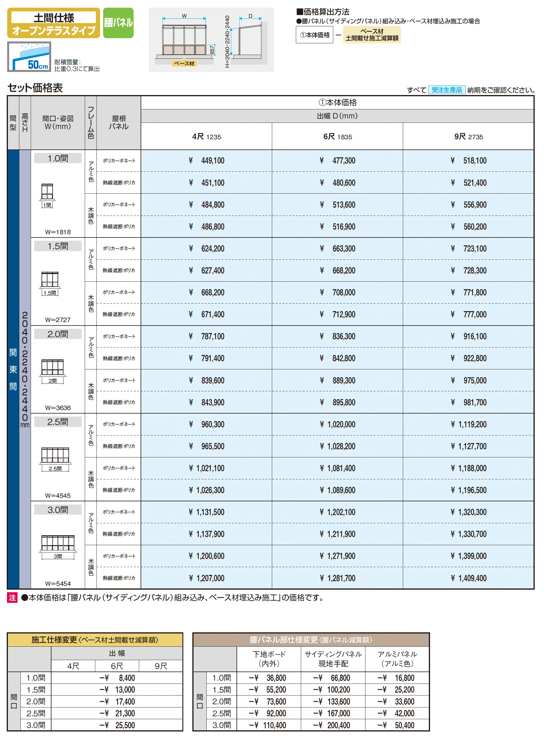 スマーレ (土間仕様 オープンテラスタイプ 腰パネル)_価格_1