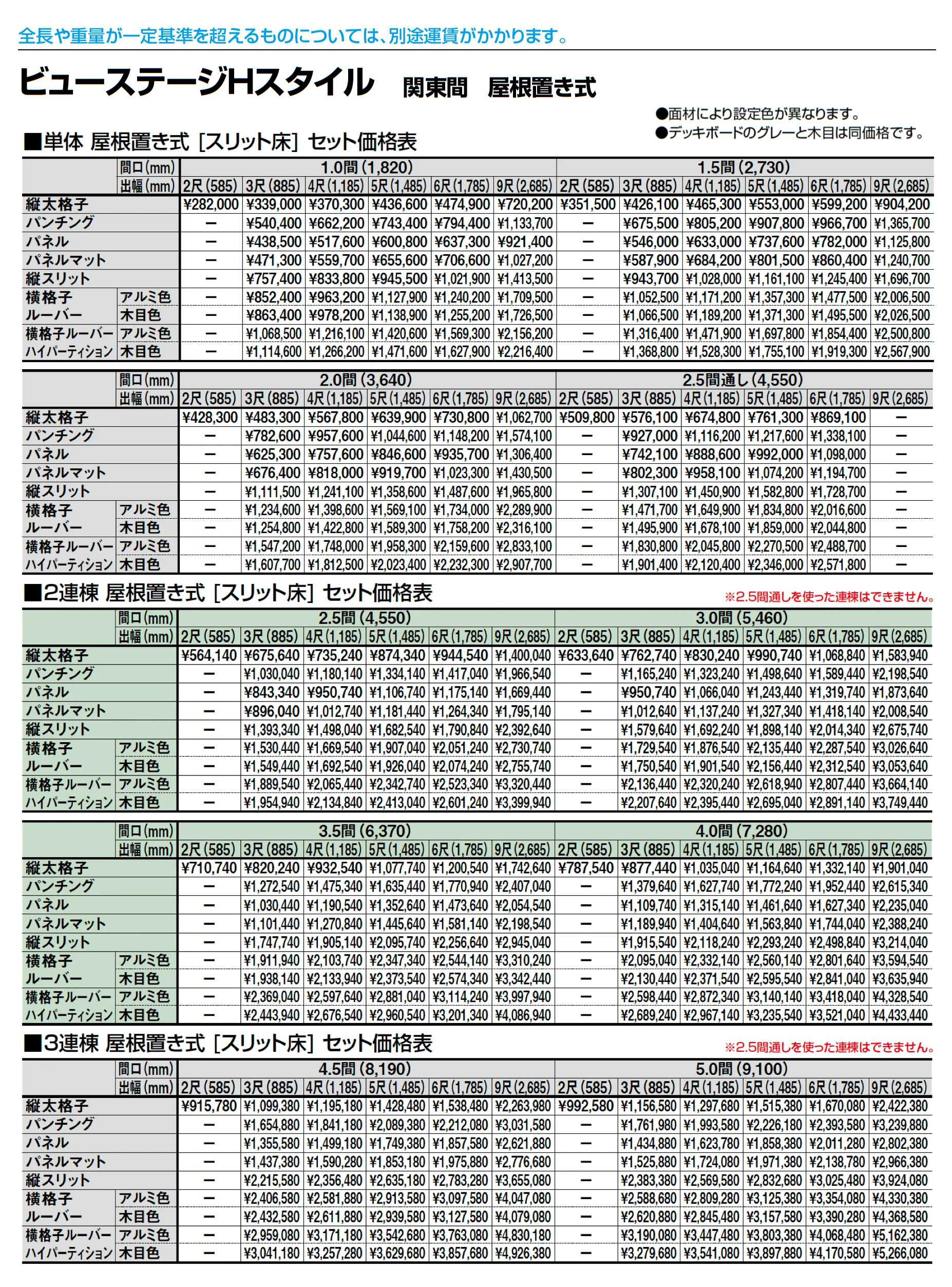 ビューステージ Hスタイル 関東間 屋根置き式_価格_2