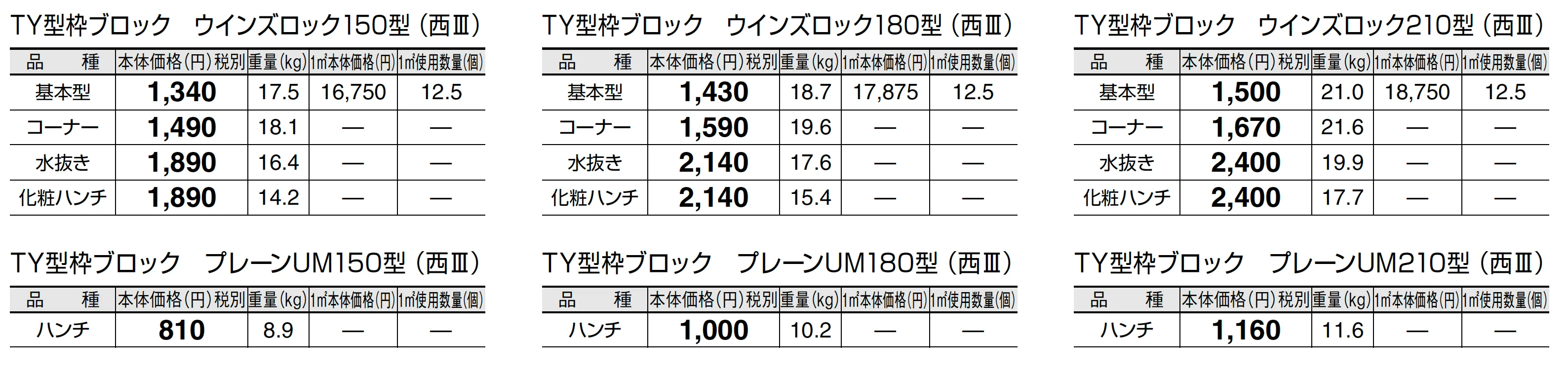 TY型枠ブロック ウインズロック【九州・西中国限定販売】_価格_1