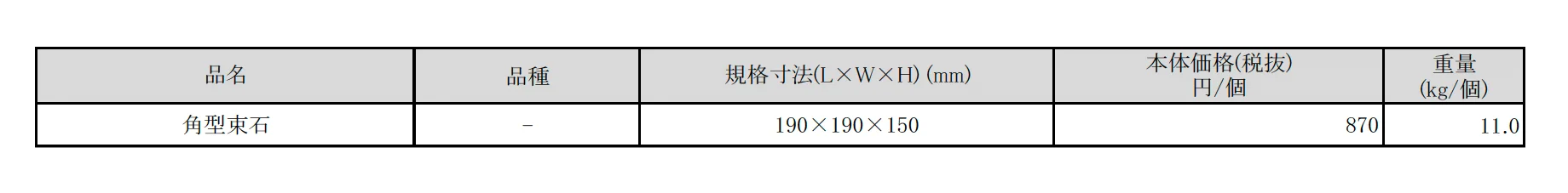 角型束石【2025年版】_価格_1
