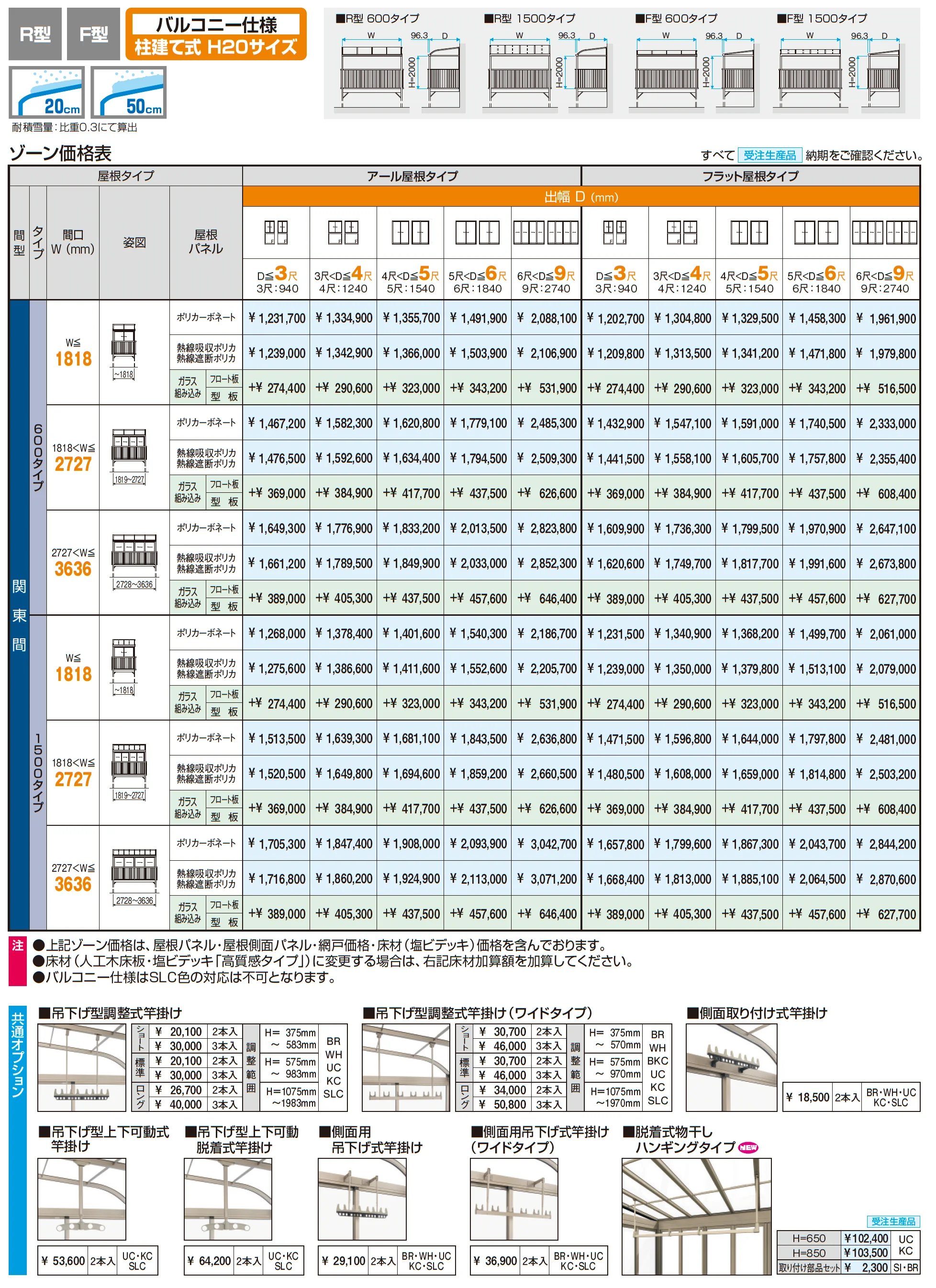 晴れもようwith特注品(バルコニー仕様/柱建て式 H20サイズ)_価格_1
