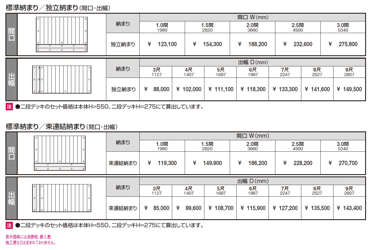 ラステラ (二段デッキ(独立・束連結) 標準納まり)【2024年版】_価格_1