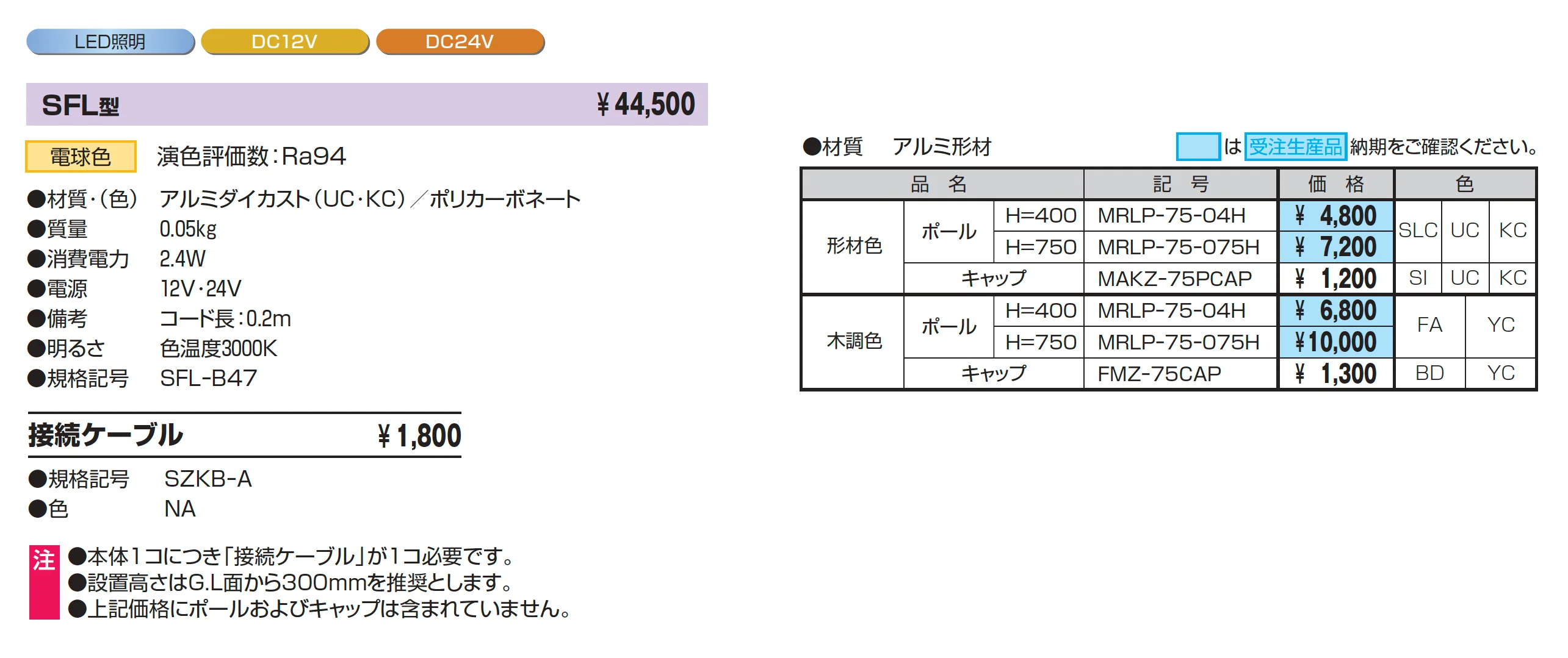 ミラリア フットライト_価格_1