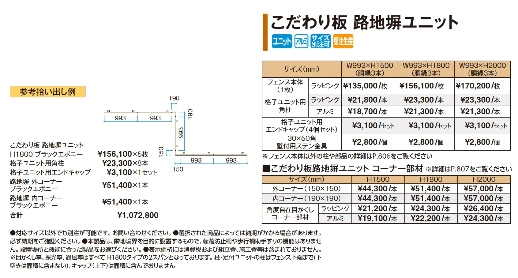 エバーアートウッド®︎フェンス こだわり板 路地塀ユニット【2025年版】_価格_1