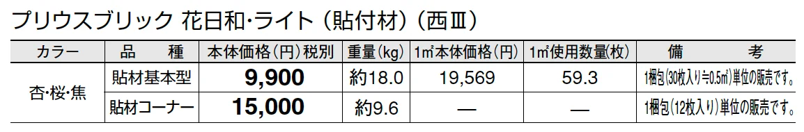 プリウスブリック 花日和・ライト(貼付材)_価格_5