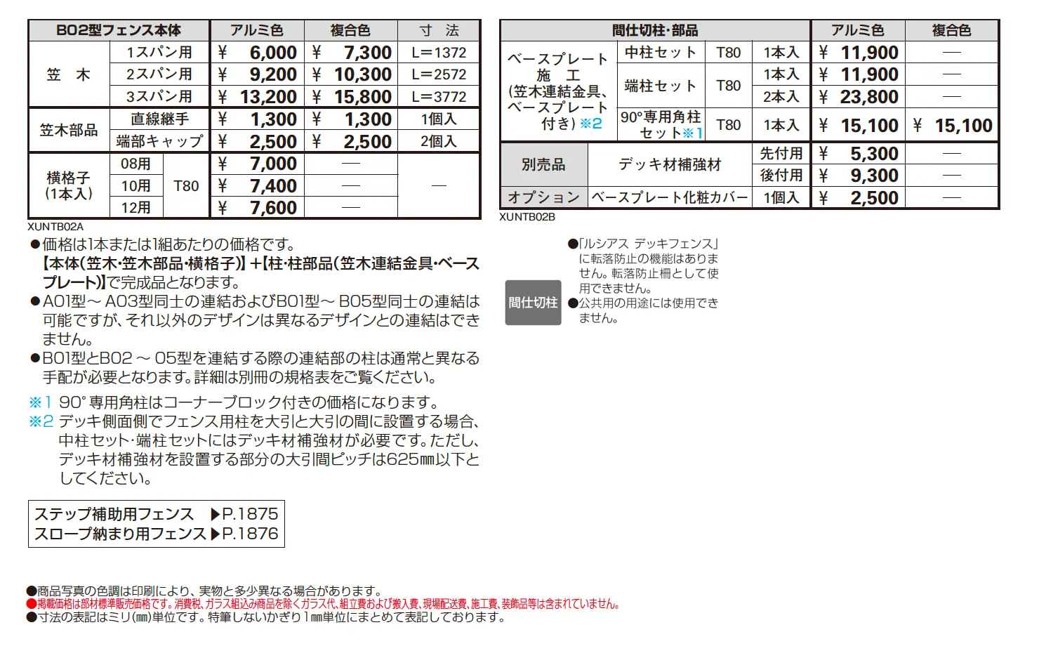 ルシアス デッキフェンス B02型 横格子1本タイプ【2025年版】【廃番】_価格_1