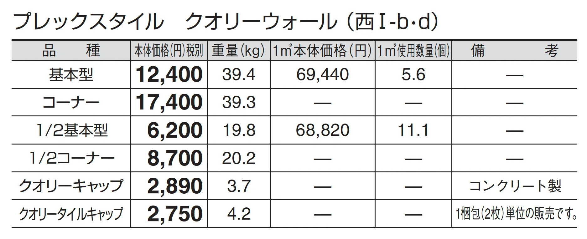 プレックスタイル クオリーウォール_価格_4
