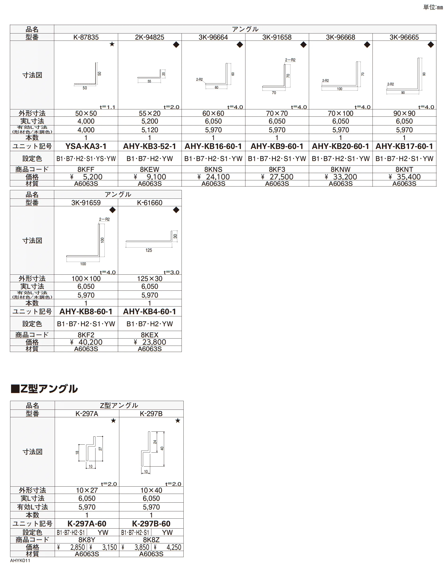 アングル・Z型アングル【2025年版】_価格_2