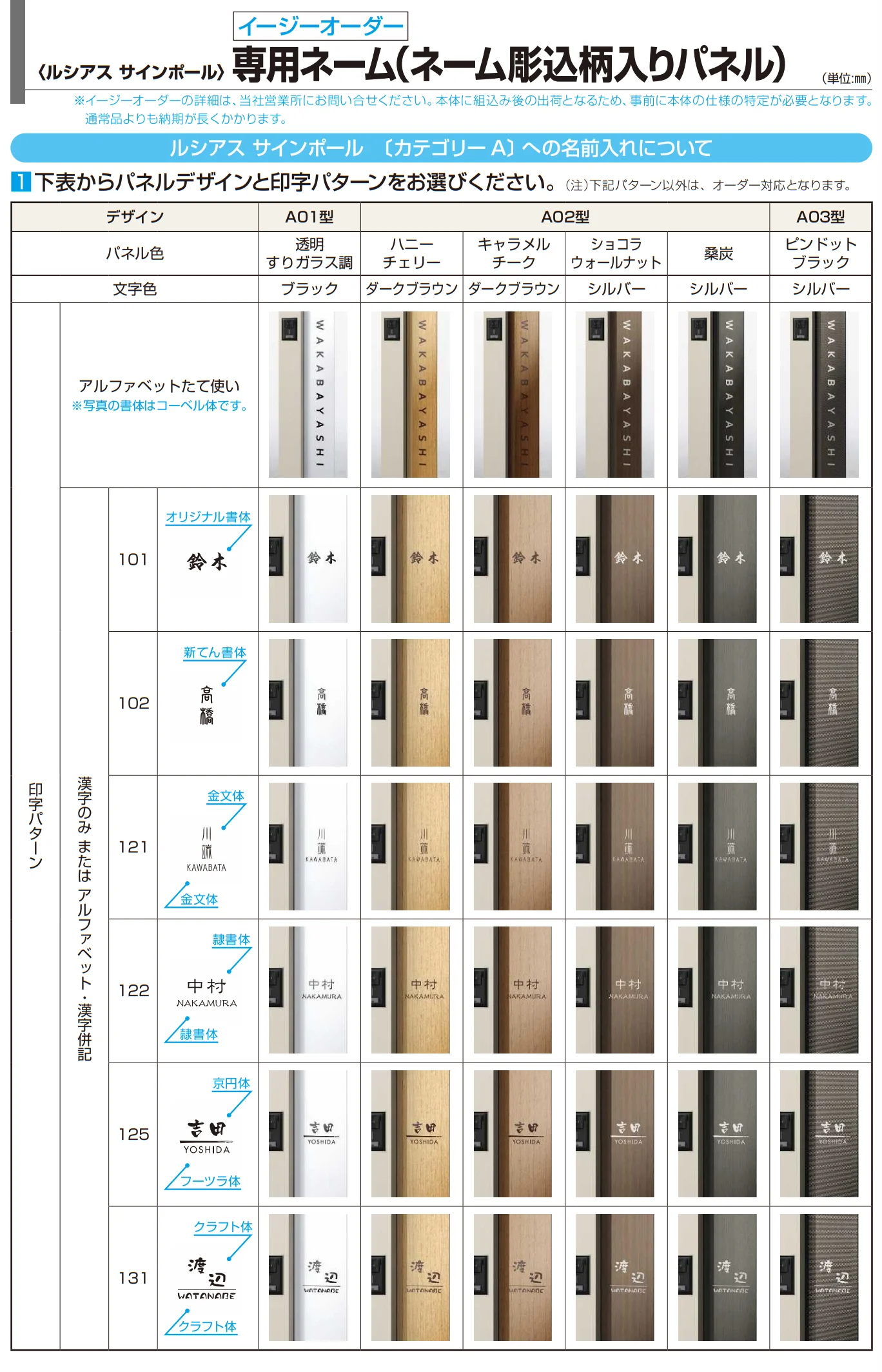 YKK AP ネーム彫込オーダー1