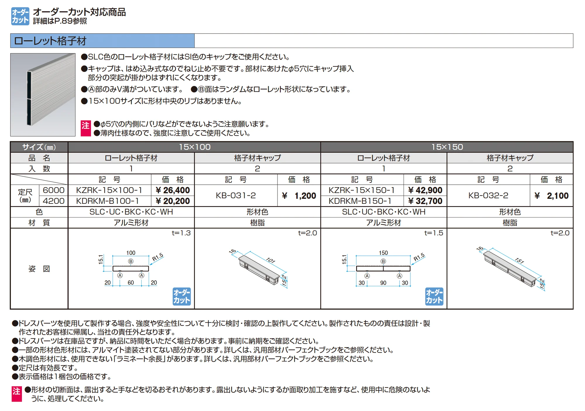 ドレスパーツ ローレット格子材_価格_1
