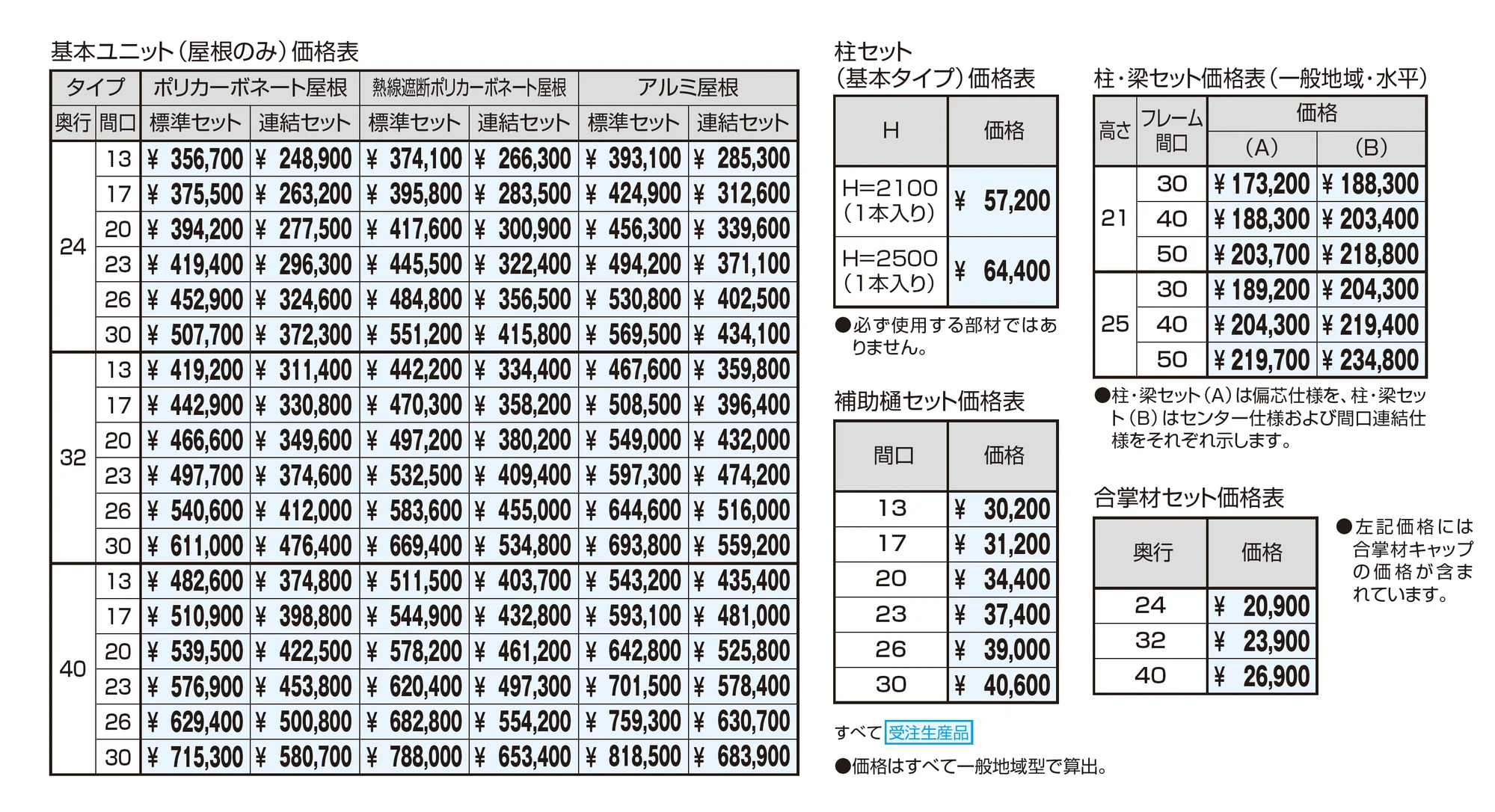ブレラウェイS 柱位置自在仕様 両支持タイプ 一般地域型 基本ユニット/傾斜基本ユニット_価格_1