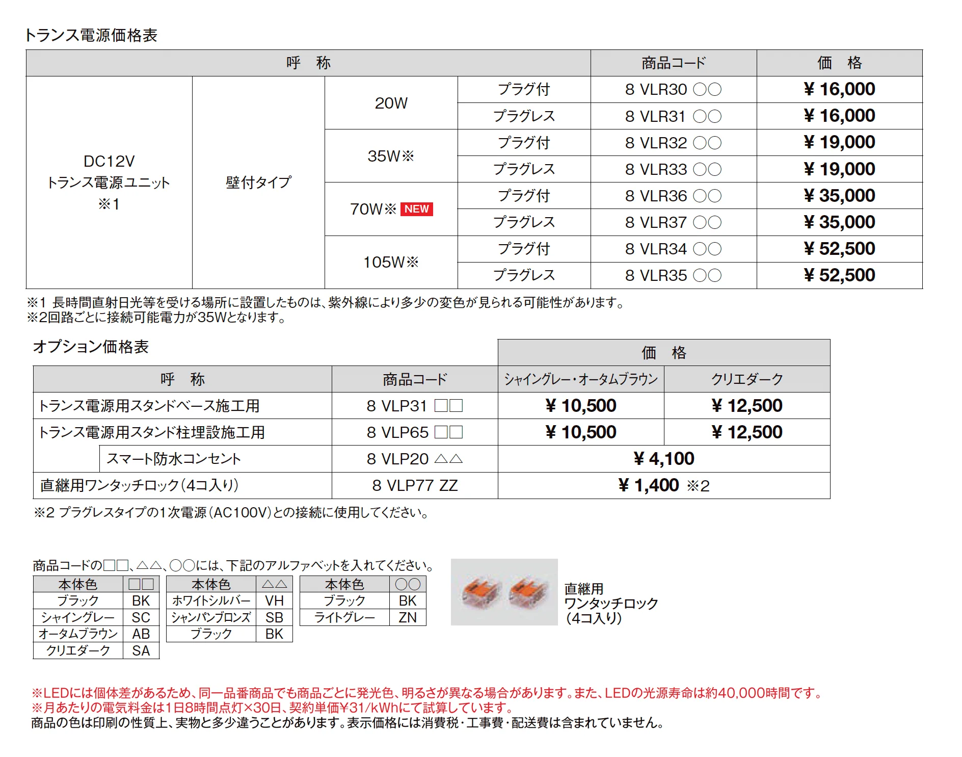 壁付用 トランス電源ユニット (20W/35W/70W/105W)_価格_1