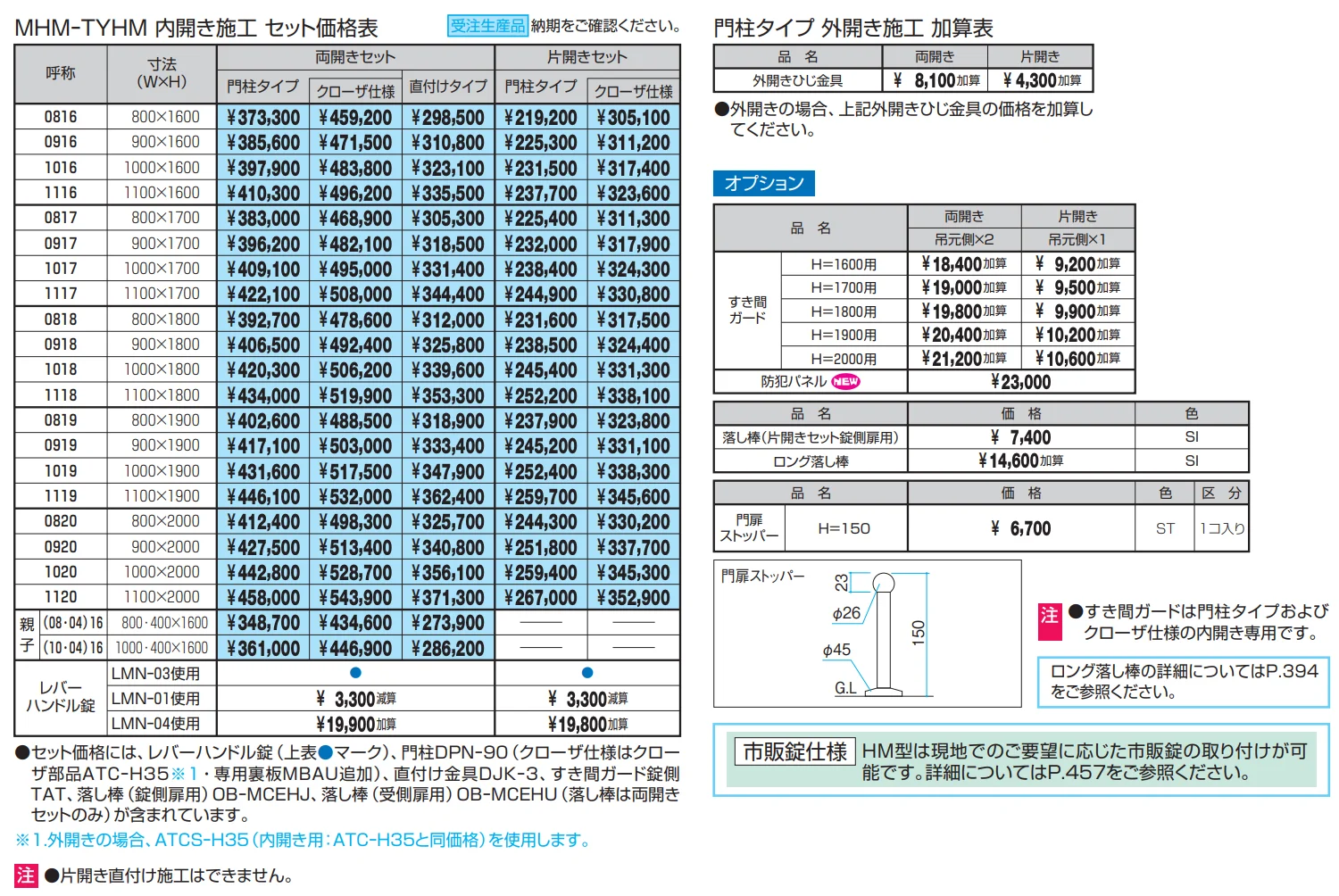 レジリアハイタイプTY型（HM型:レバーハンドル錠）【2023年版】_価格_1