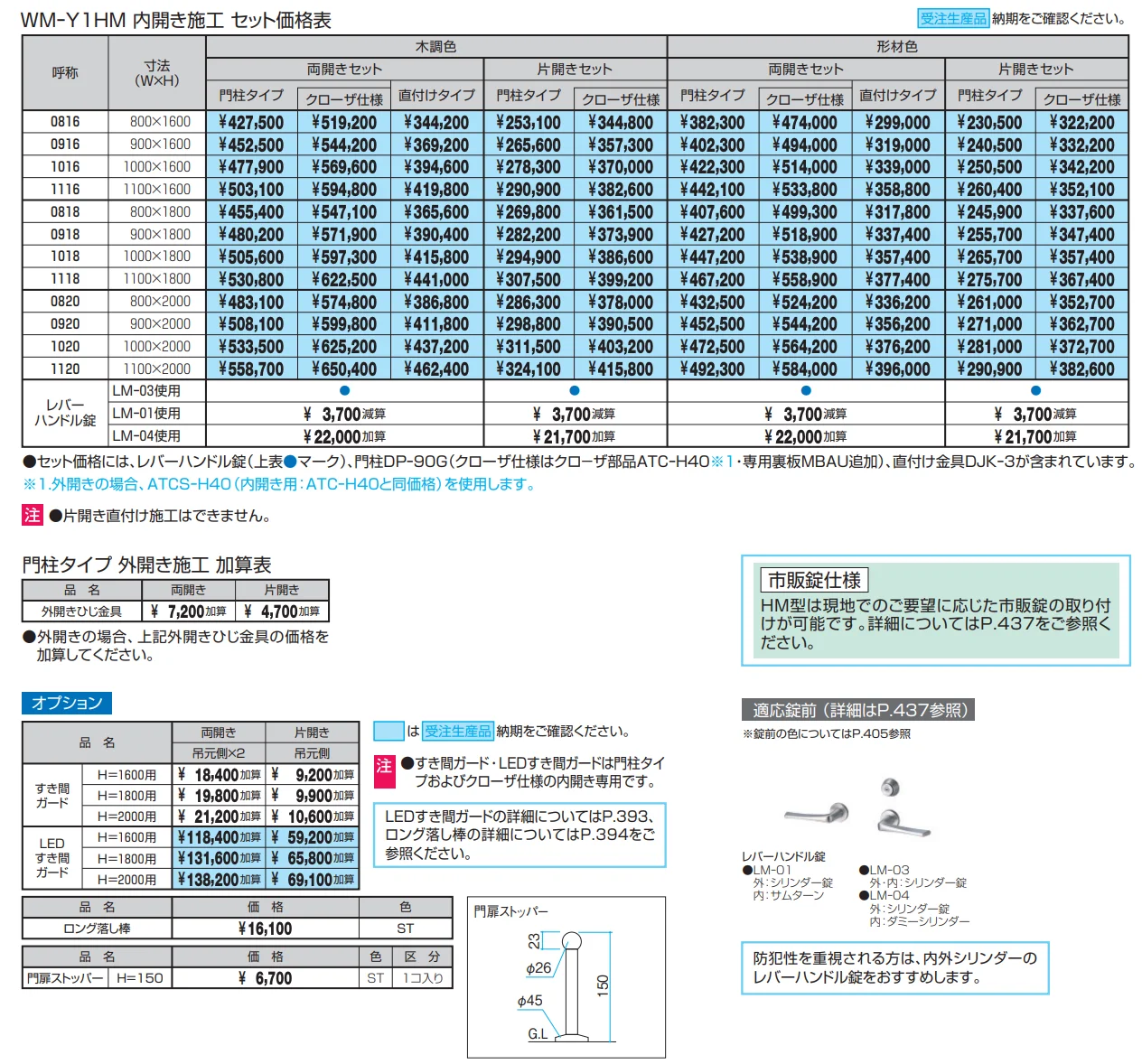 フレイナハイタイプY1型 木調色・形材色（HM型:レバーハンドル錠）【2022年版】_価格_1