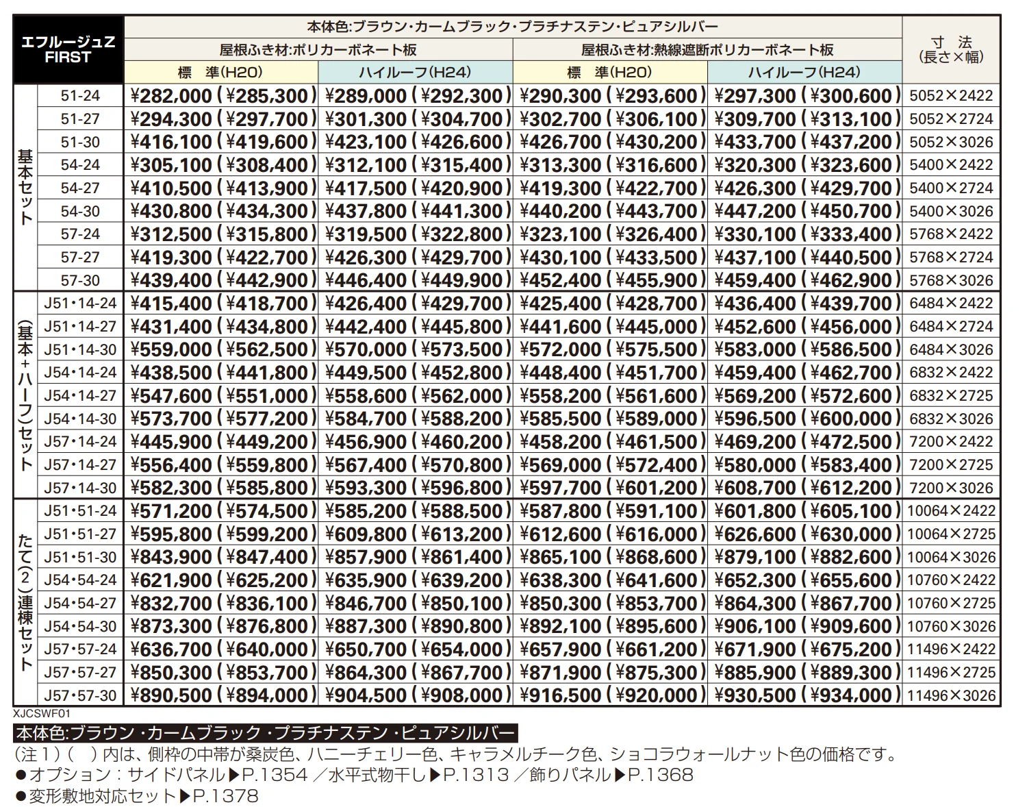 エフルージュZ FIRST 750タイプ 基本セット/(基本+ハーフセット)/たて(2)連棟セット 【2022年版】_価格_1