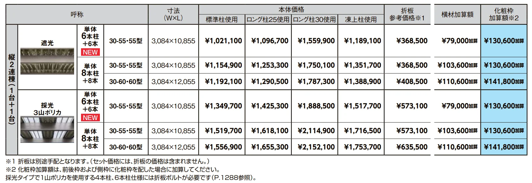 カーポートST 6000タイプ 2台用 縦2連棟【2022年版】_価格_1