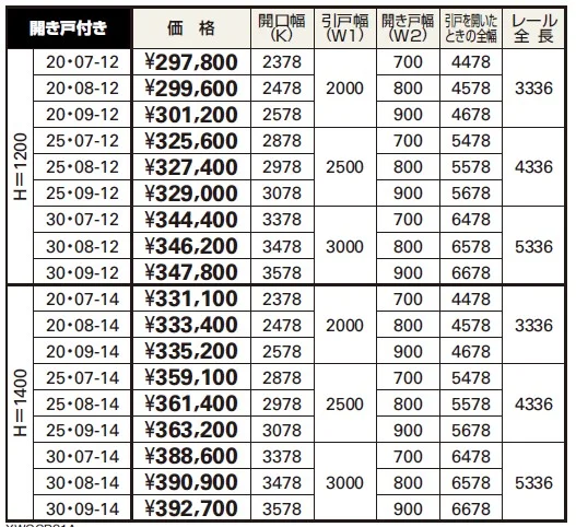 （開き戸付きタイプ）エクスライン 引戸 2型 【2022年版】_価格_1