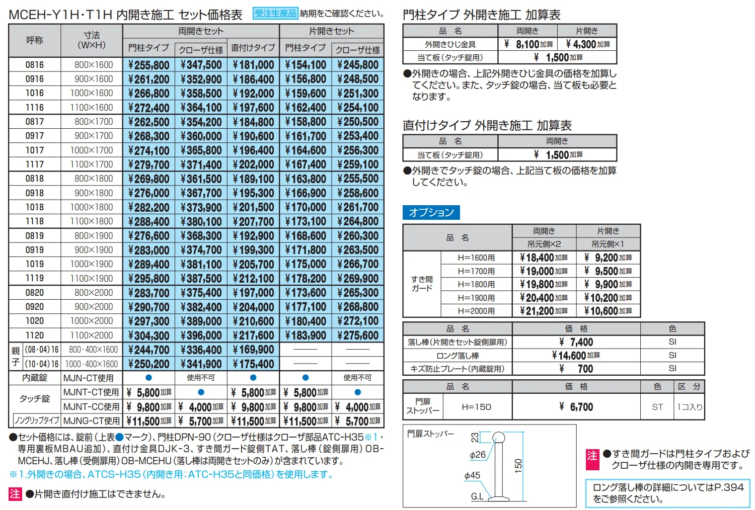 レジリアハイタイプY1型/T1型（H型:内蔵錠・タッチ錠）【2023年版】_価格_1