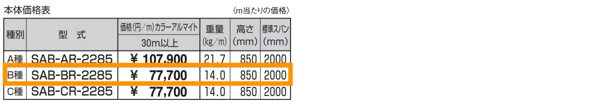 アスレール(ASR) 車両用防護柵 B種（2285） 【2022年版】_価格_1