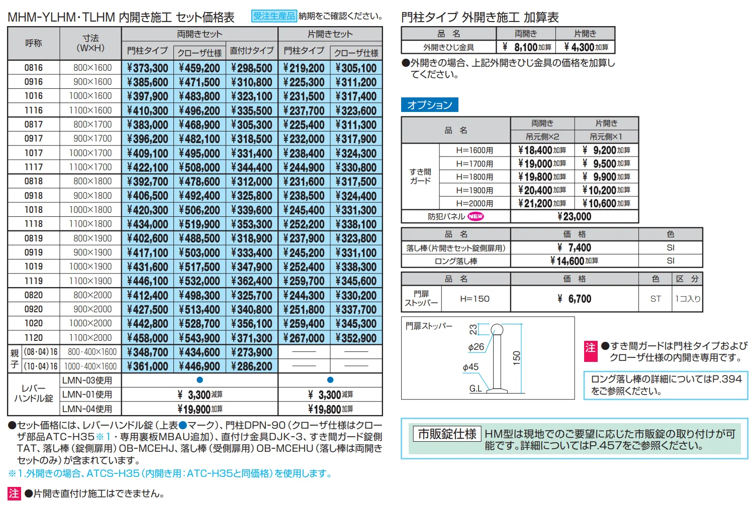レジリアハイタイプTL型(HM型:レバーハンドル錠)【2022年版】_価格_1