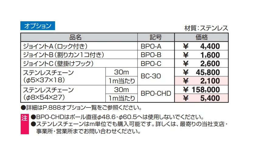 ビポールBP チェーン通過型 上下式 バリアフリー仕様 φ60.5 【2022年版】_価格_2