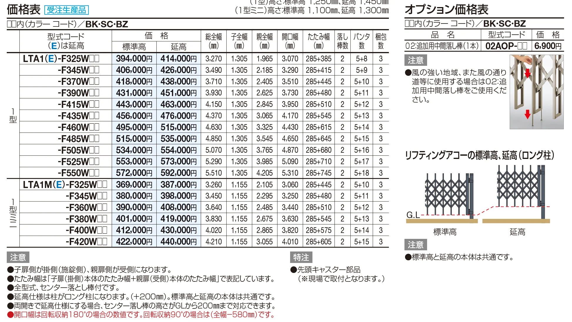 リフティングアコー1型/1型ミニ(両開き親子タイプ)【2023年版】_価格_1